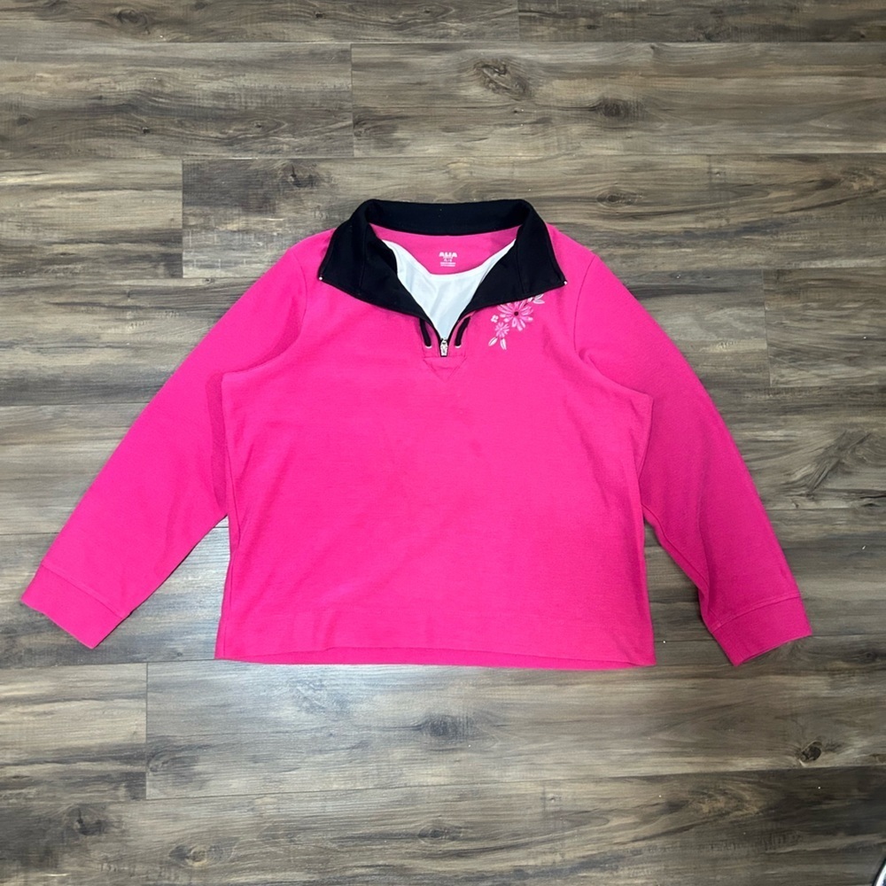 Alia Black And Pink Sweater With Floral Embroidery